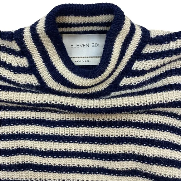 Eleven Six Mia Sweater Ivory Navy Stripe Size Medium - Picture 5 of 7
